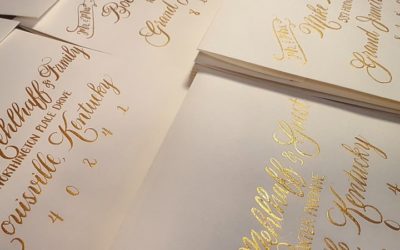 Recent Calligraphy: Metallic Gold Calligraphy Wedding Envelopes