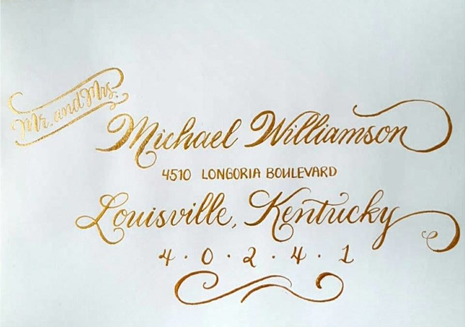 Recent Calligraphy: Gold Ink using our Mix and Match Calligraphy Option