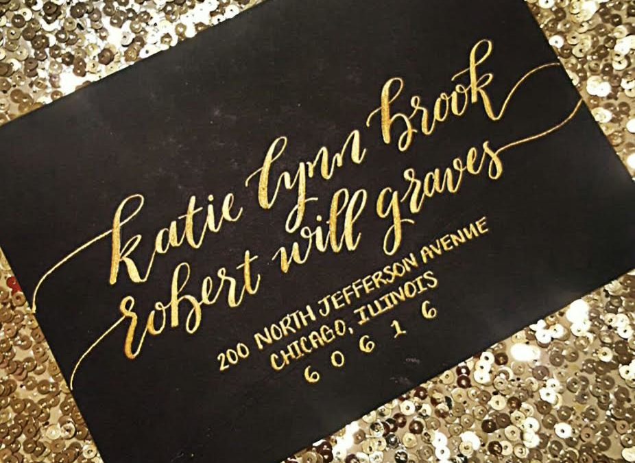 Metallic Gold Envelope Calligraphy