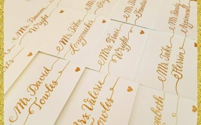 Beautiful Calligraphy Gold Lettered Place Cards
