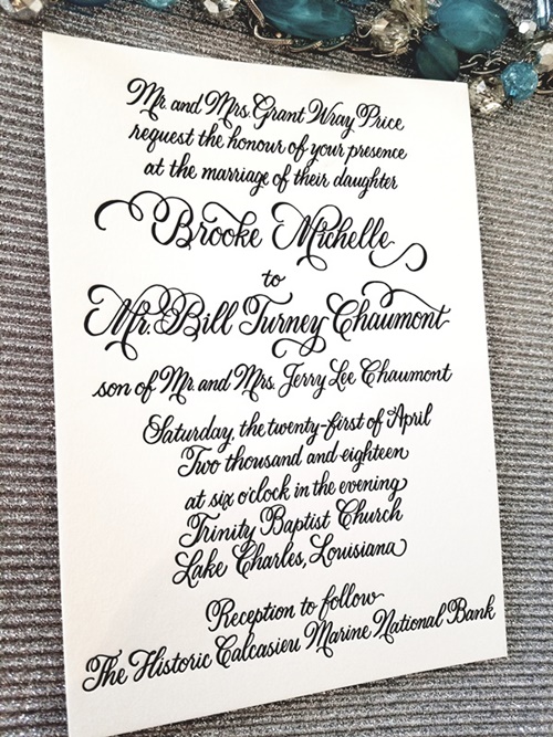 Custom Letterpress Calligraphy Wedding Invitation