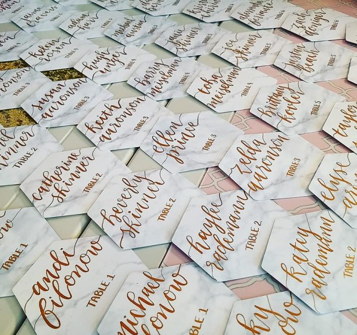 Luxurious Gold Calligraphy Place Cards