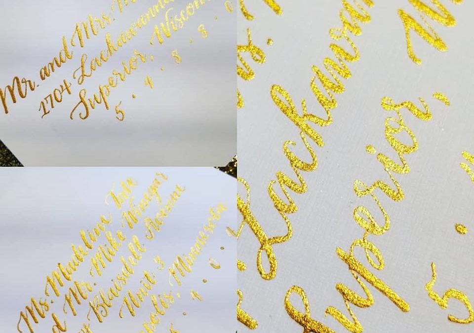 Sweet Pea Calligraphy Font in Gold Ink