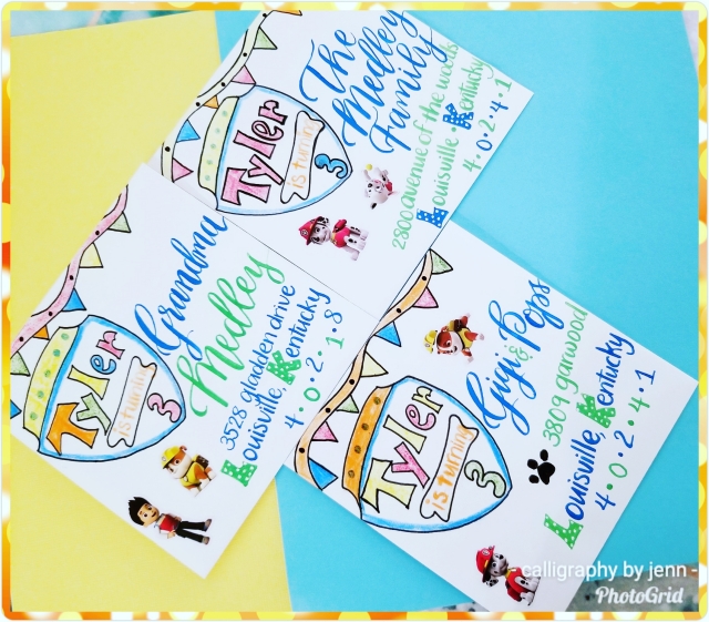 Paw Patrol Birthday Party Calligraphy