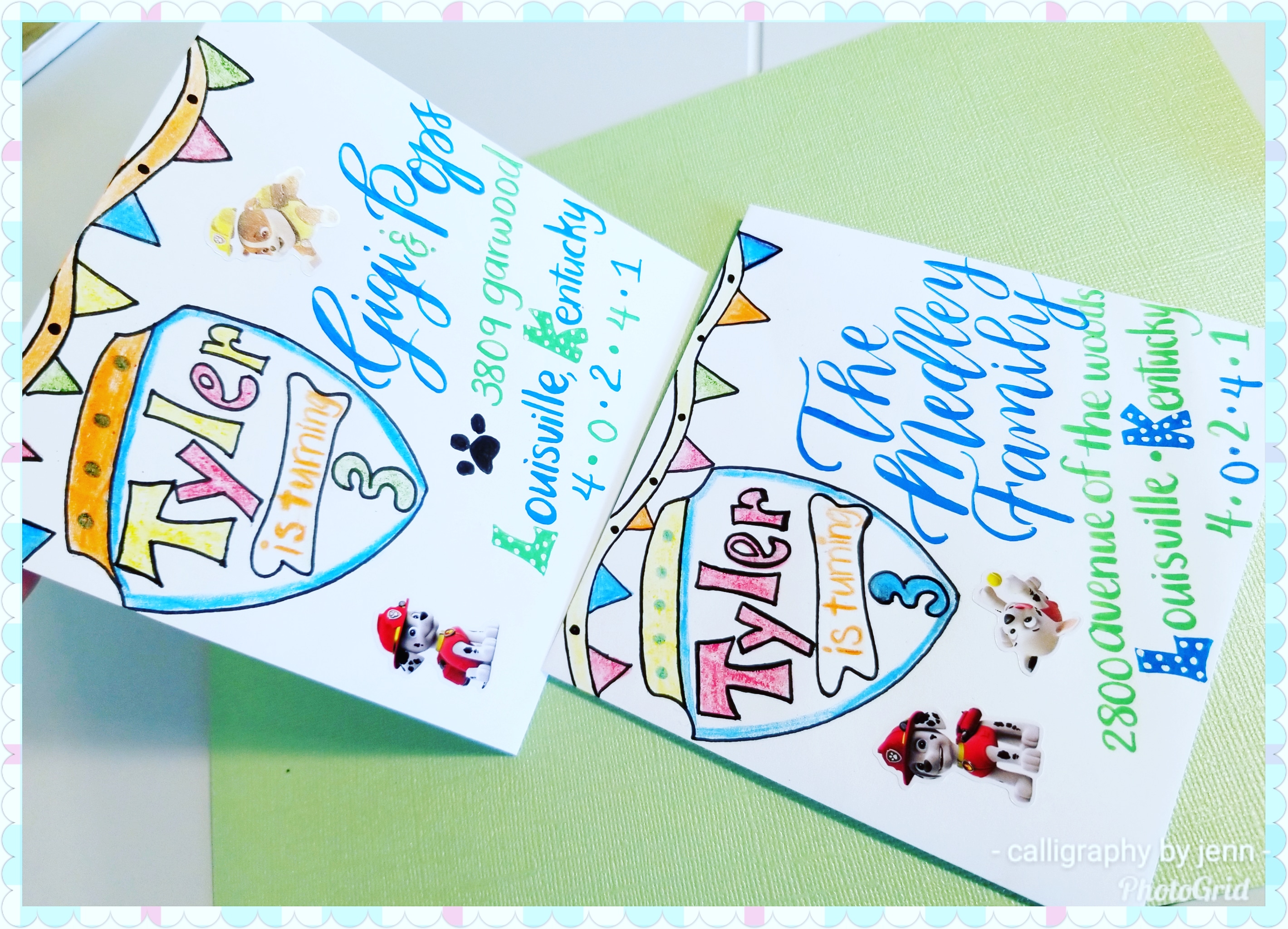 Paw Patrol Birthday Party Calligraphy
