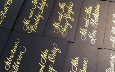Gold Ink Calligraphy Place Cards