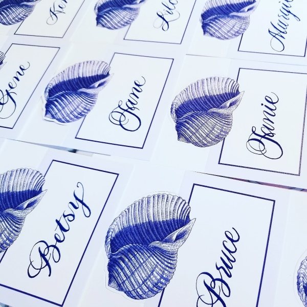 Summer Beach Calligraphy Place Cards
