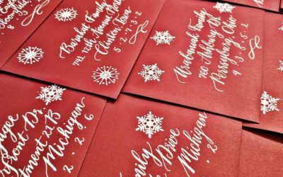 Festive Snowflake Heat Embossed Calligraphy Christmas Envelopes