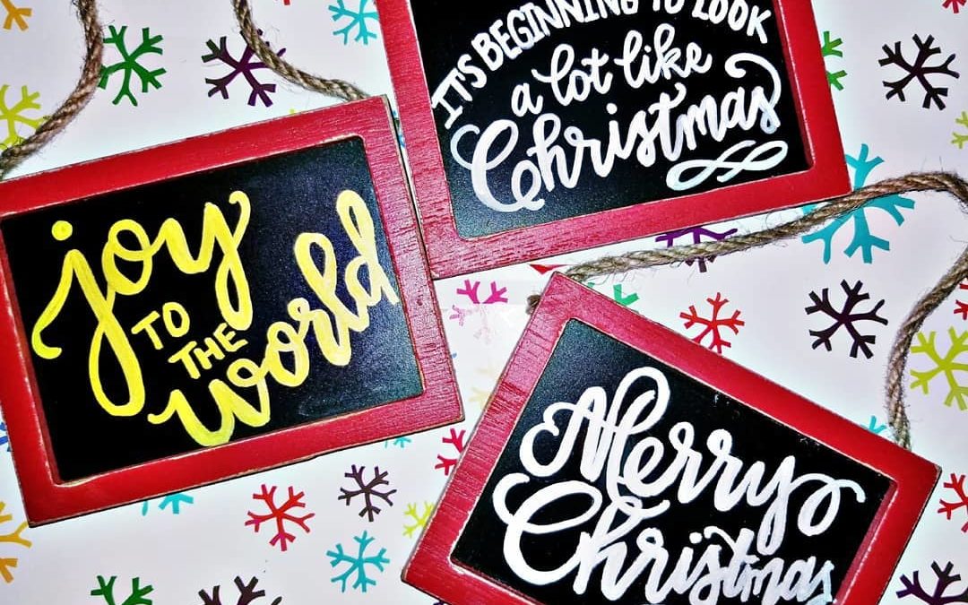 Chalkboard Calligraphy Christmas Ornaments