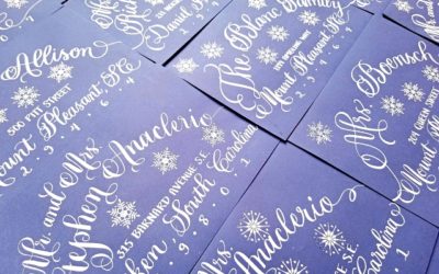 Christmas Calligraphy Snowflake Heat Embossed Envelopes