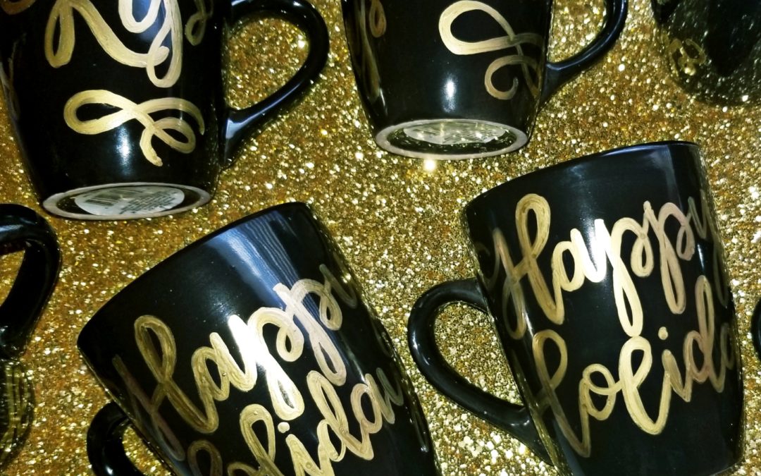 Calligraphy Holiday Mugs